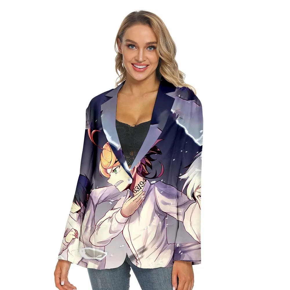 The Promised Neverland 3D Print Men Women Leisure Thin Suit V-neck Spring Autumn Fashion Clothes Streetwear Casual Outfits Top