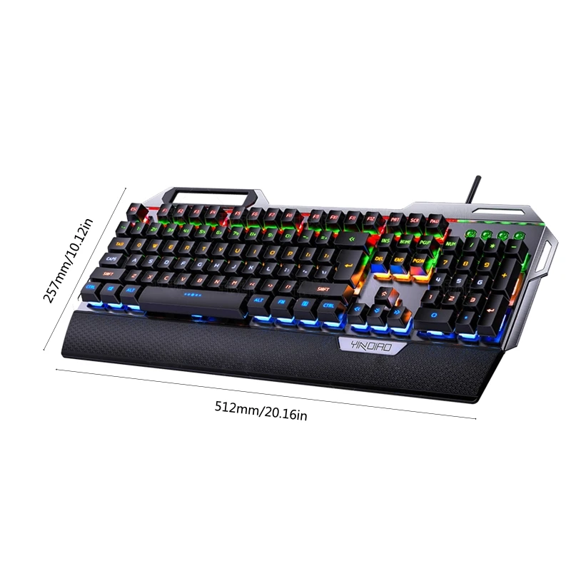 

104Keys USB 7 Color RGB Aluminum Alloy Esports Gaming Keyboard with Mobile Phone Stand Volume Adjustment Knob