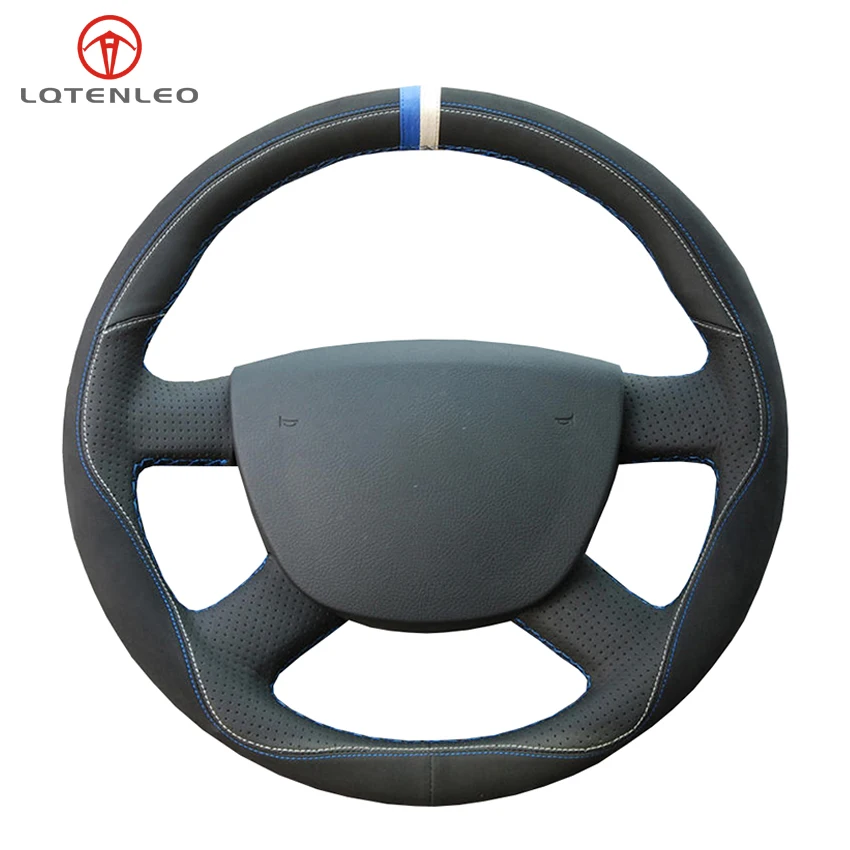 

LQTENLEO Black Leather Suede Steering Wheel Cover For Ford Kuga 2008-2011 Focus 2 2005-2011 Focus 3 2012-2014 C-MAX 2007-2010