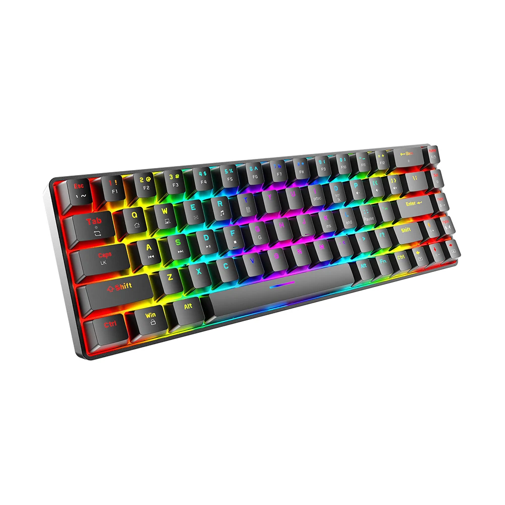 

T8 USB Type C Mechanical Blue Axis Keyboard Wired Keyboard 68 Keys With 18 Rgb Lighting Effects Suitable For Desktop PC Gamers
