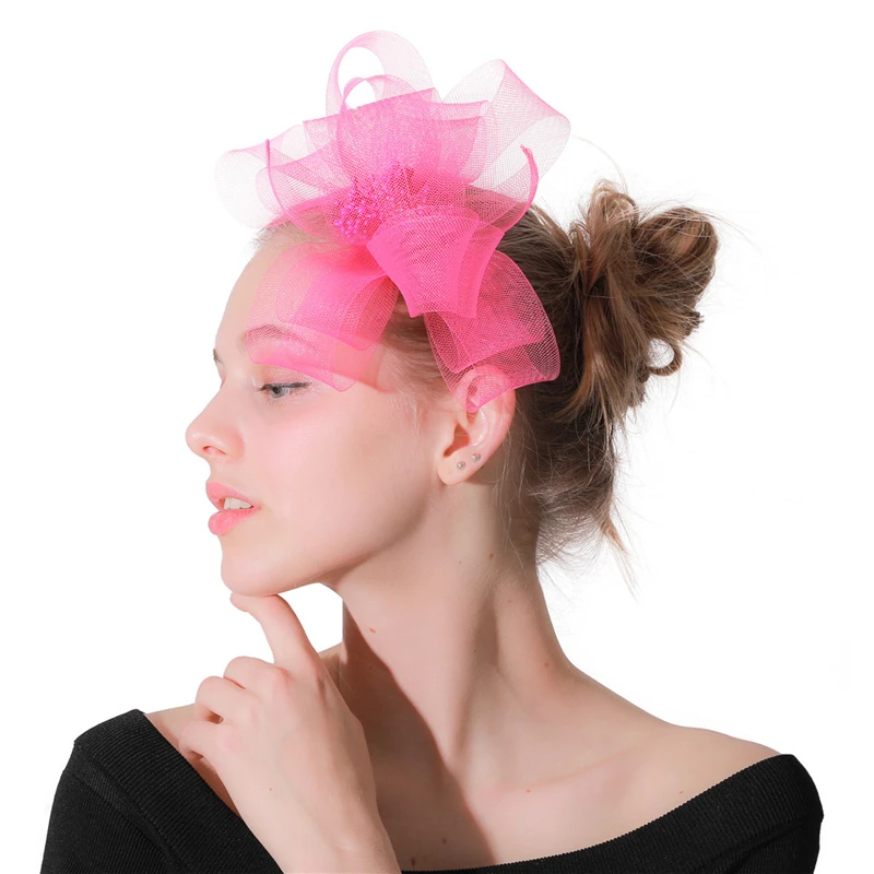 

Элегантные ярко-Розовые заколки для волос, модные аксессуары для волос, женские элегантные свадебные коктейльные головные уборы, головные ...