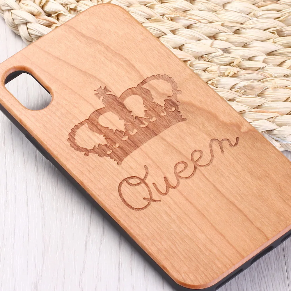 Для iPhone 6 6S 6Plus 7 7Plus 8 8Plus XR X XS Max 11 Pro Max гравированный Король Королева Корона любовник Природа Дерево Футляр для телефона Funda
