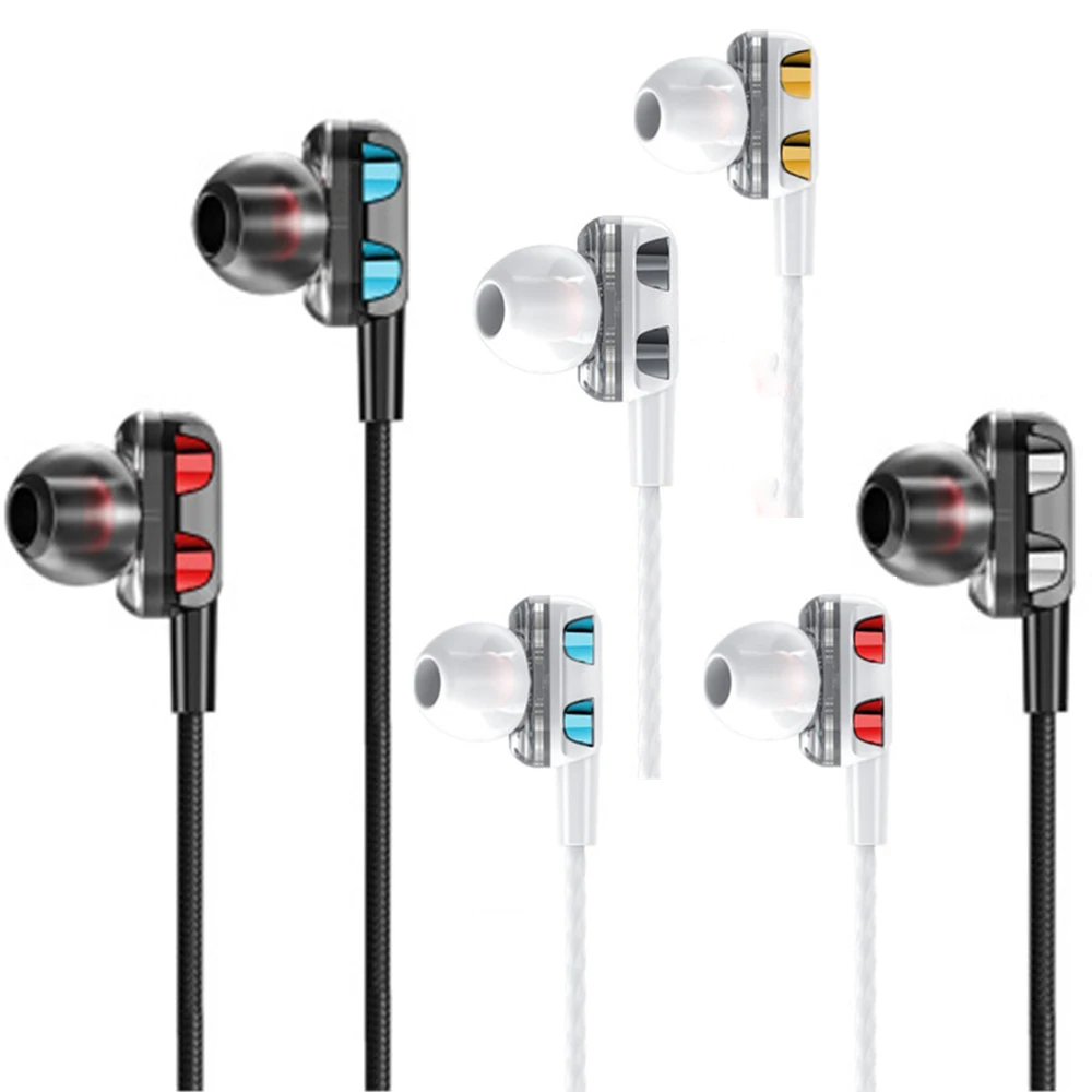 Двойной привод стерео проводные наушники в ухо гарнитура бас 3 5 мм Спортивная