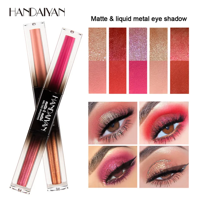 5 цветов блестящие тени для макияжа Pallete матовые век Палитра мерцающие и порошок