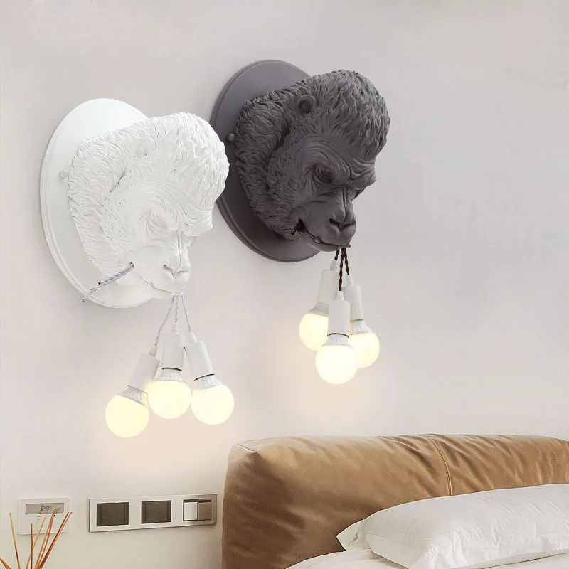Nordic Creative King Kong Sconce Wall Lamp Lights Living Room Kitchen Light Fixtures Personality Bedroom Decor Wall Light Lamps