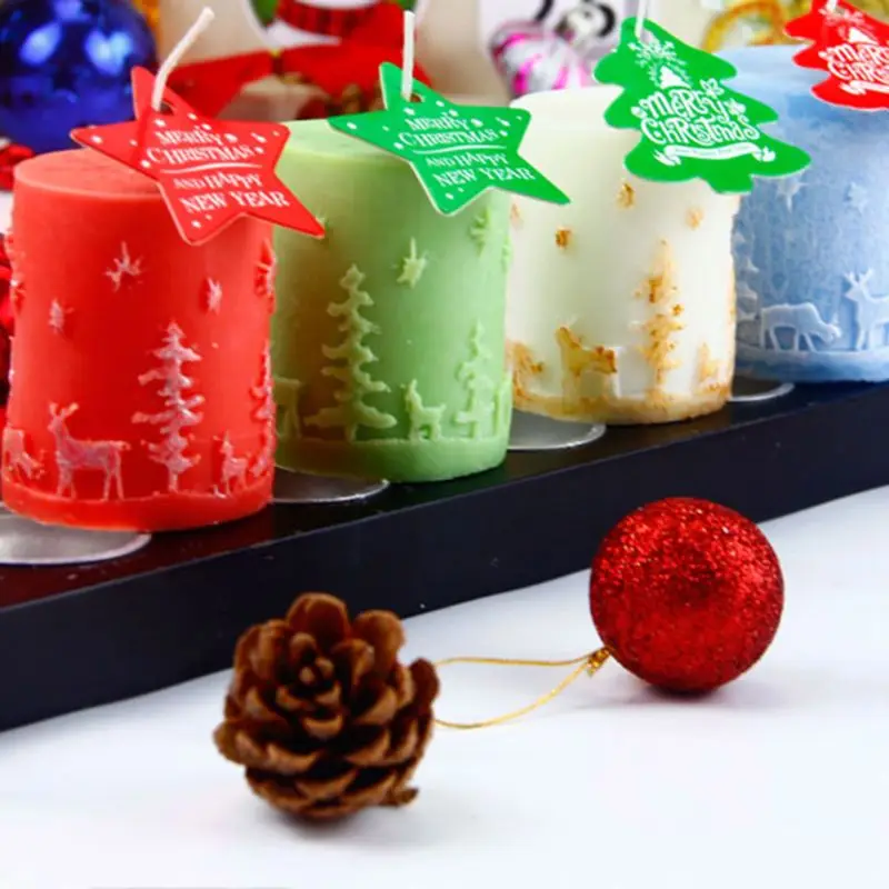

New 3D Christmas Cylinder Silicone Candle Soap Mold Fondant Cake Chocolate Decor