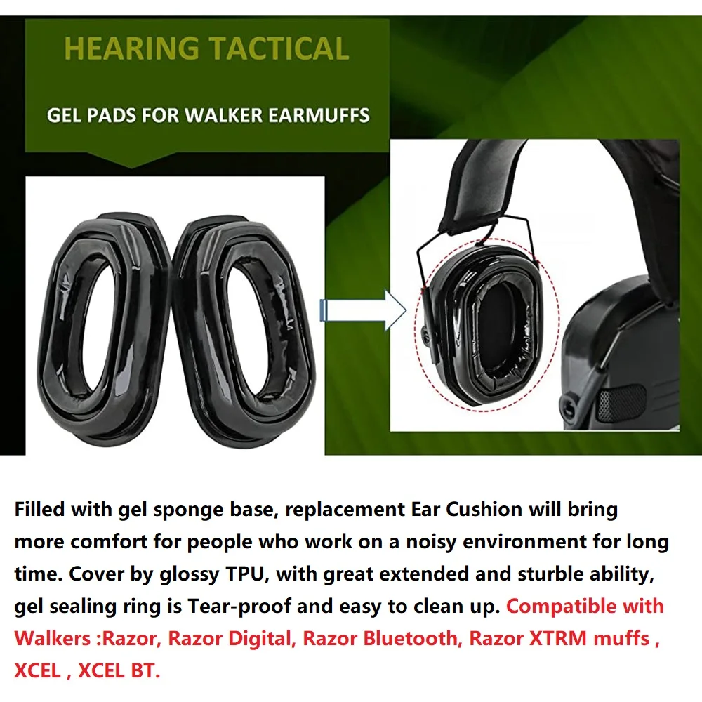 HEARING TACTICAL Gel Ear Pads for Walkers Razor and Xcel Muff Series Electronic Earmuffs Tactical Headset Shooting Hunt | Безопасность и