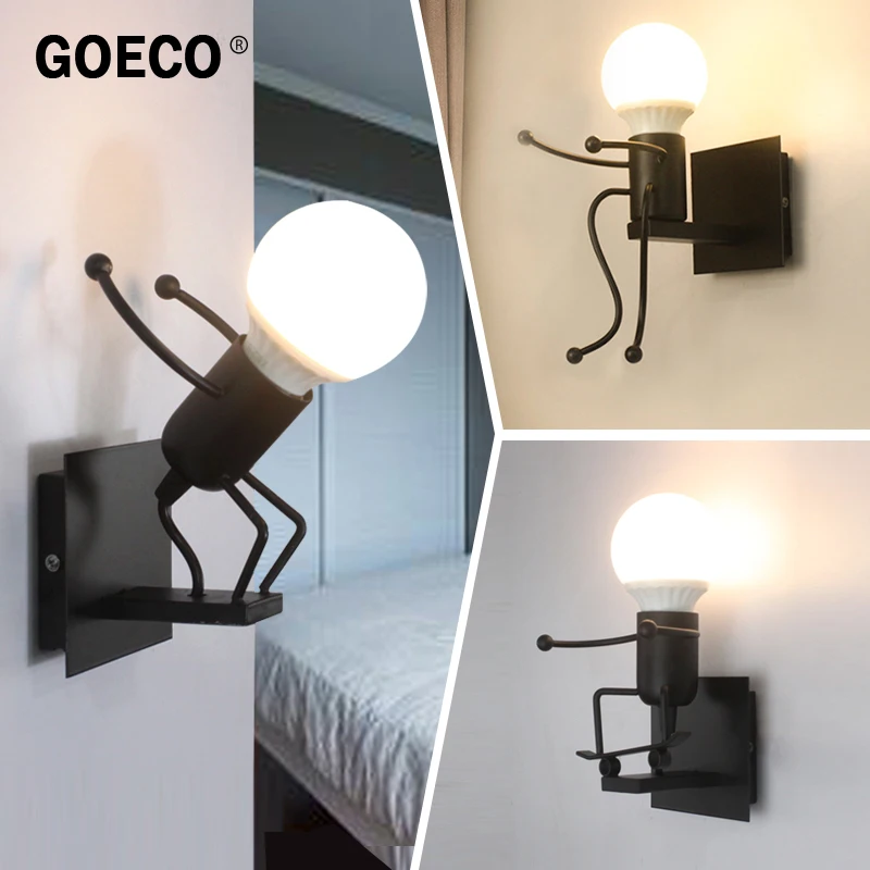 

Iron Led Wall Lights Creative Metal Wall Lamp Cartoon Robot Wall Sconce Bedroom Wall Light Children Room Luminaire E27/220V
