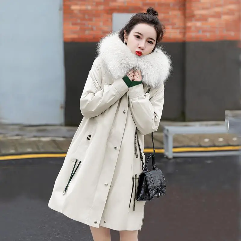 

Winter Padded Padded Jacket Women 2022 New mid-Length Warm Cotton Padded Coat Outwear Female Hooded Splice Overcoat