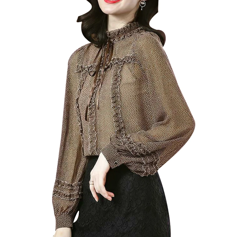 

Women's Spring Summer Style Blouses Shirts Women's Puff Sleeve O-neck Long Sleeve Ruffle Casual Tops SP563