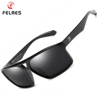 felres men women sport polarized square sunglasses uv400 outdoor driving cycling fishing anti glare glasses with box d009