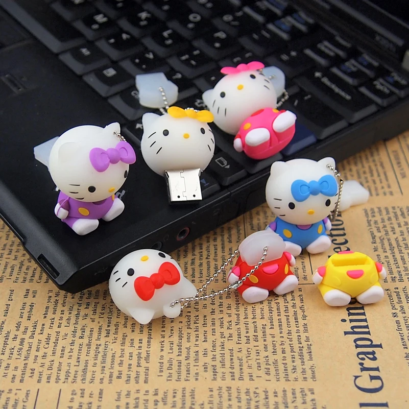 Креативный Usb 2 0 мультяшный флеш накопитель Hello Kitty 32 ГБ 64 128 МБ милые флешки с