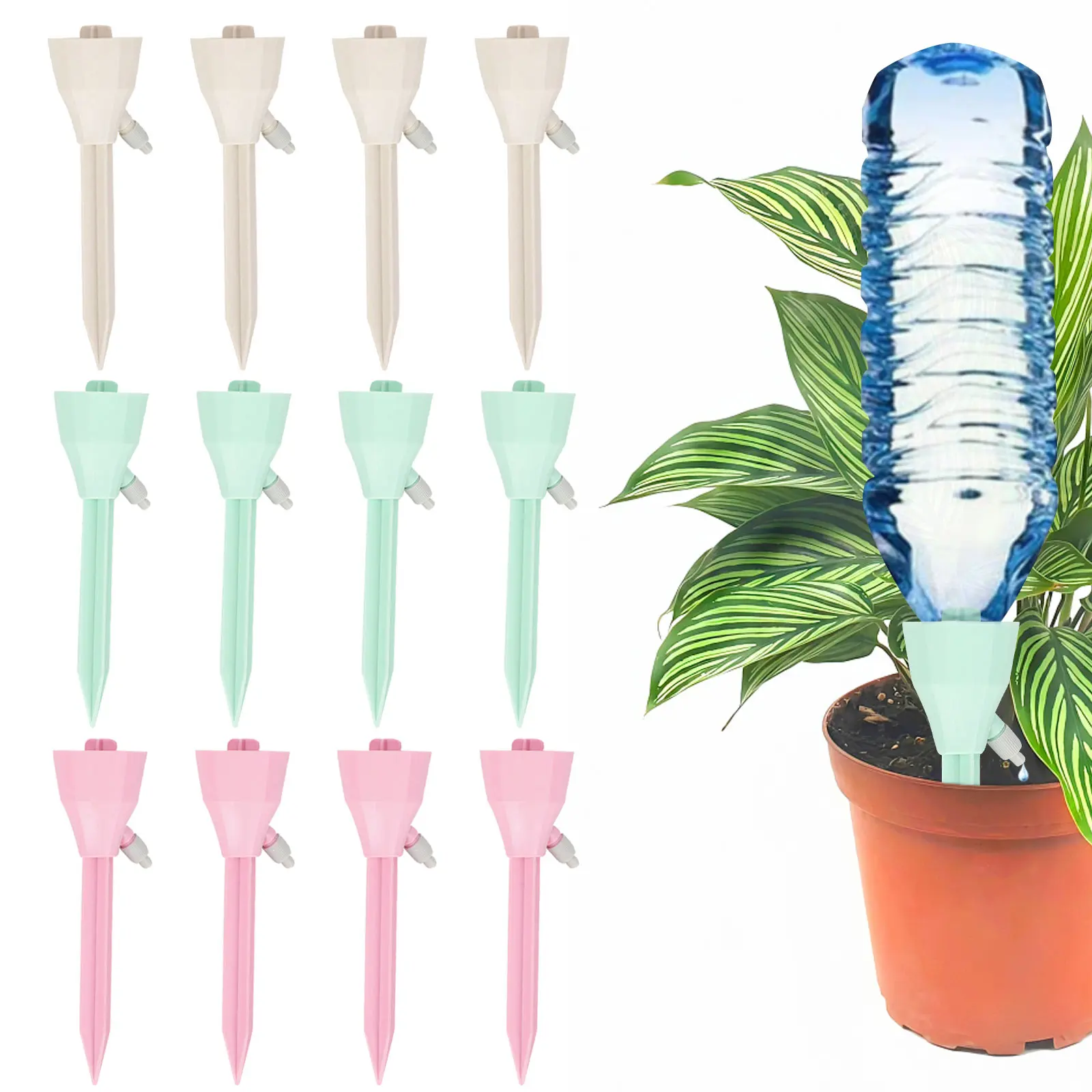

12PCS Self Watering Spikes Adjustable Automatic Drip Irrigation System Watering Device for Flowers Bonsai Vegetables