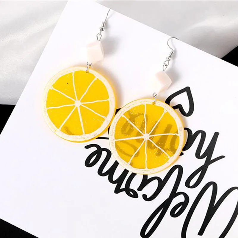 Серьги для женщин Висячие серьги лимон нарезанный апельсин гламур девушки