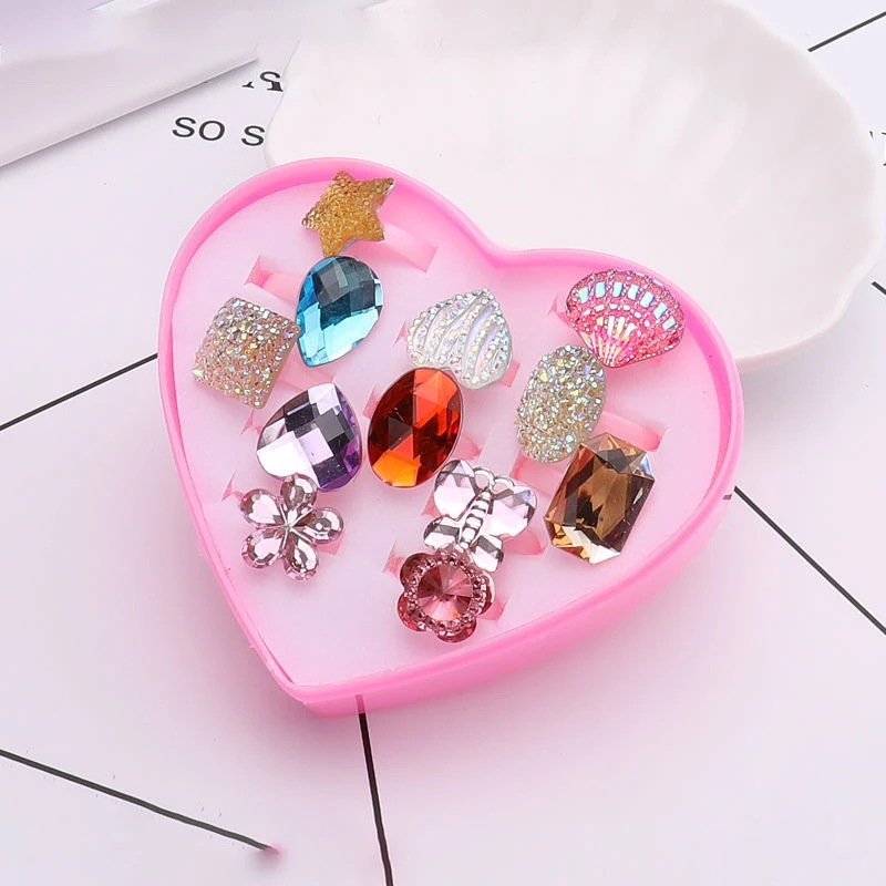 

Children's Gem Ring Cartoon Cute Princess Toy Opening Adjustable Girl Christmas Brithday Gift Dem Diamond Toy Pop Jewelry