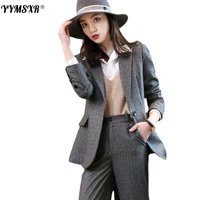 2022 autumn and winter new womens professional suit interview work clothes high quality fashion jacket high waist trousers