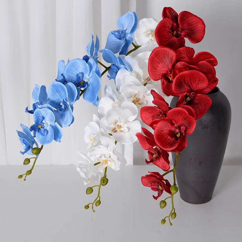 

Artificial Silk Fabric 9-heads Phalaenopsis Artificial Orchid Home Hotel Wedding Decoration Fake Flower Bouquet