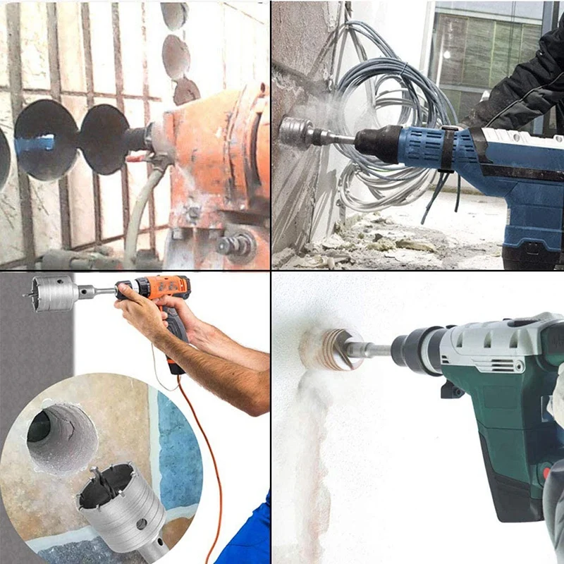 

Concrete Hole Saw Kits SDS Plus Shank Wall Hole Cutter Cement Drill Bit Sets(30, 40, 60mm), with 220mm Connecting Rods