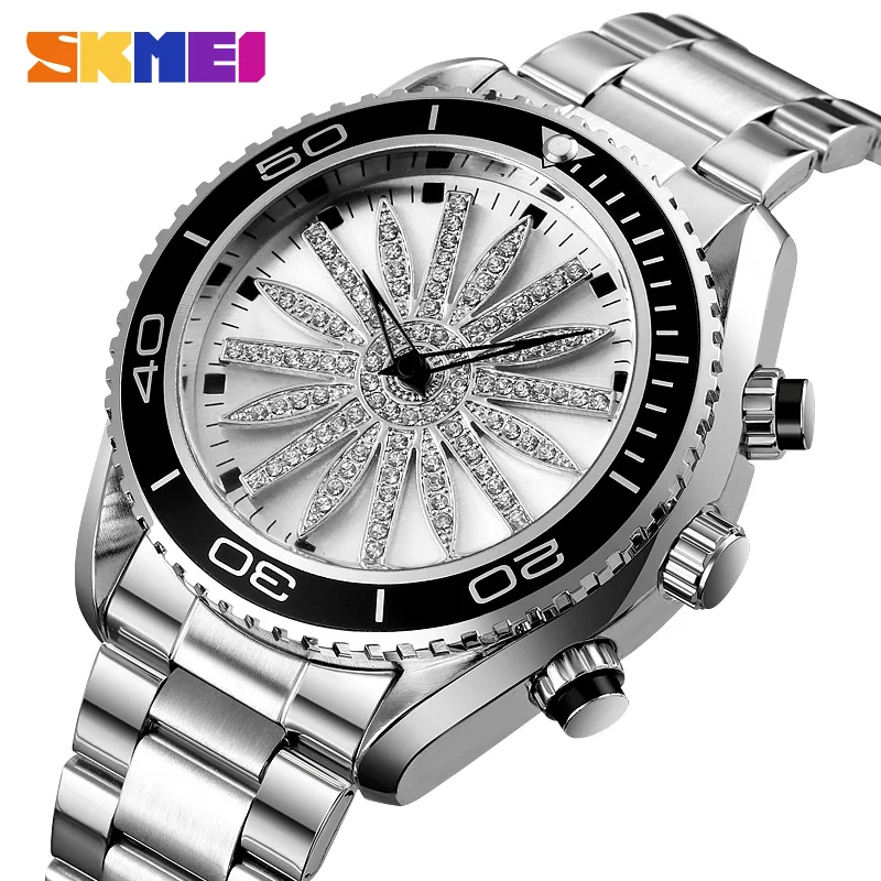 

SKMEI 360° Rotating Dial Creative Quartz Men Women Watch LED Colorful Light Fashion Mens Ladies Wristwatches reloj hombre 1677