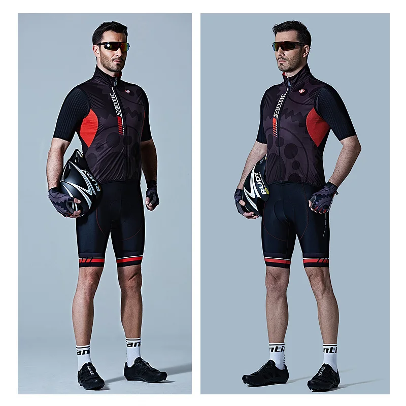 Новый Santic мужской ветрозащитный жилет для велоспорта светоотражающий без