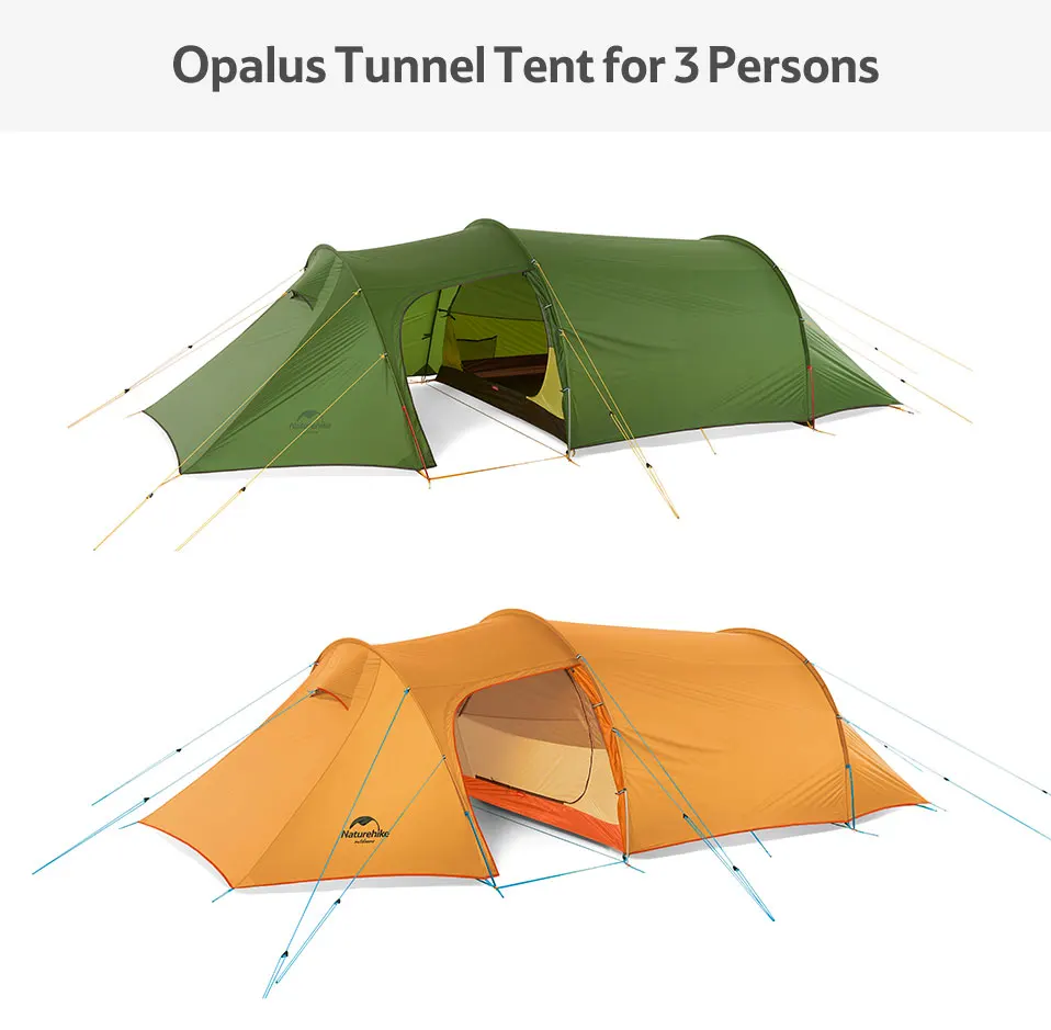 Высокое качество Naturehike сверхлегкий Opalus туннель двухместная палатка Открытый Кемпинг пеший Туризм 2/3/4 Человек Палатка