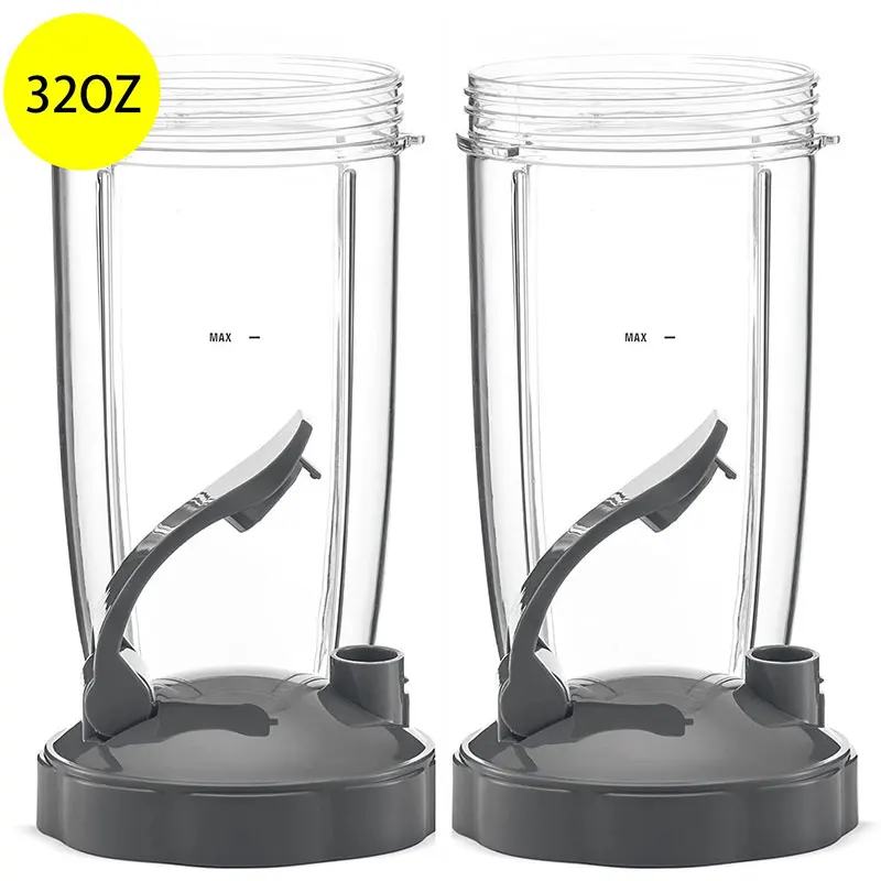 

32oz Replacement Parts Cups with Flip Top To Go Lid for NutriBullet 600w and Pro 900w Blender Juicer Mixer 2 Pack 32 Ounce