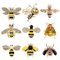 fashion enamel insect series brooches women men delicate little bee brooch crystal rhinestone brooch pin jewelry gift wholesale