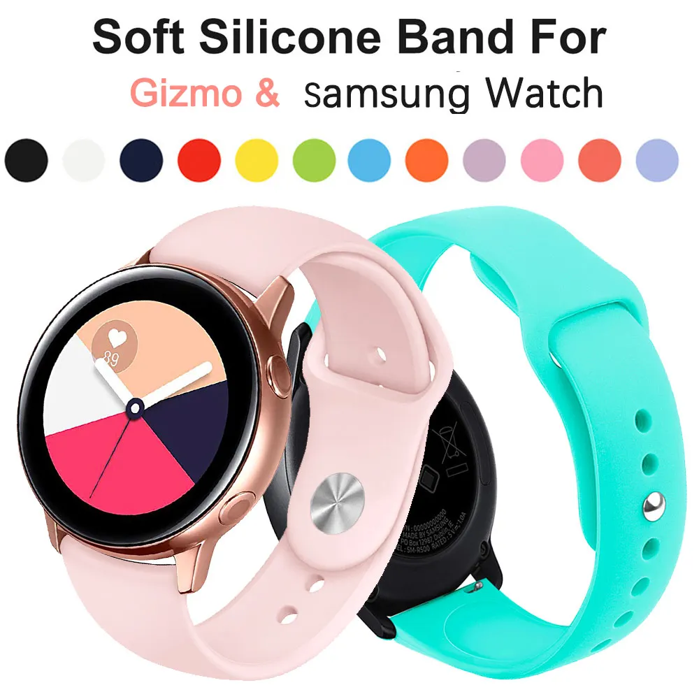 20 мм 22 силиконовый спортивный ремешок для часов Gizmo Samsung Galaxy Watch Active2 46 Amazfit Gear S2