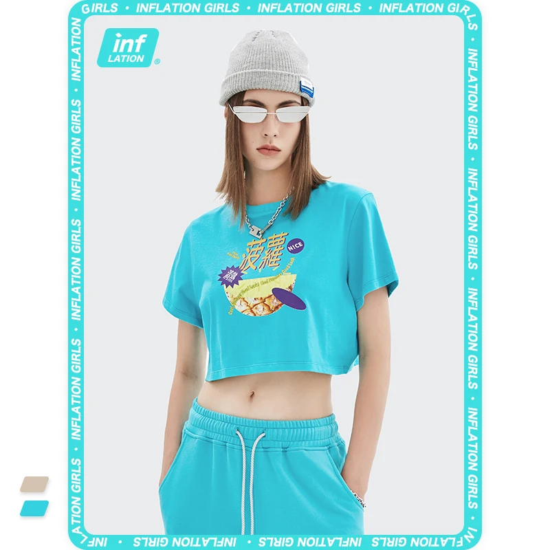 

INFLATION Funny Graphic Chic Crop T-shirts Women Harajuku Cute Tshirts Summer Fashion Loose Short Sleeve Tees Female 6316GS21