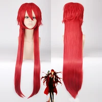 anime black butler grell sutcliff red long wig cosplay costume heat resistant synthetic hair men women cosplay wigs