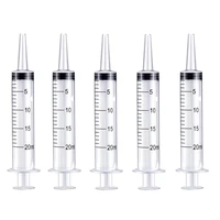20pcs 20ml plastic syringe plastic catheter tip syringe with caps multiple uses for scientific lab measurement and dispensing