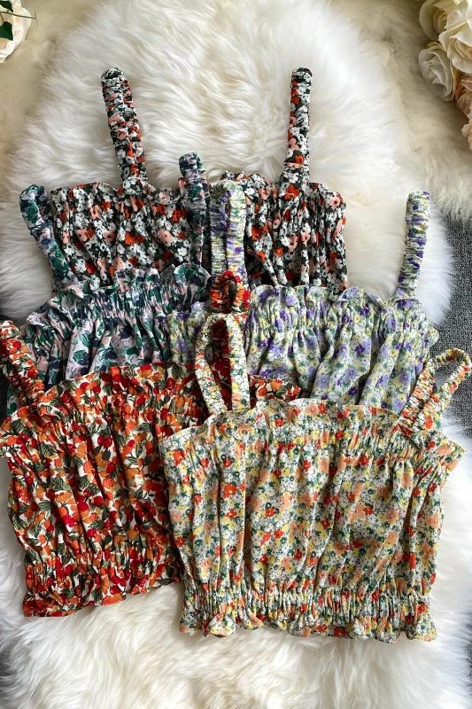 

ZOSOL Small Camisole Top Female Outer Wear Tide Ins Sexy Short Crop Wild Sweet Floral Shirt Summer