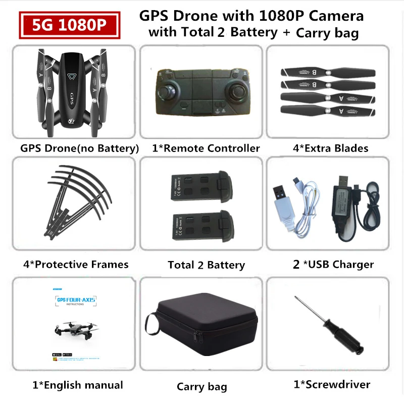 1080P 5G Carry Bag 2 S167 RC Дрон с GPS 4K Квадрокоптер с 4 K/1080 P 5G WiFi FPV HD широкоугольная камера складной Квадрокоптер Дрон VS E58 SG906 F11 XS812 - Цвет: 1080P 5G Carry Bag 2
