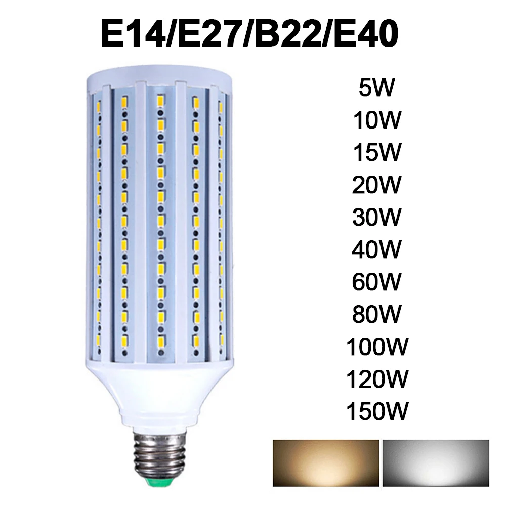 

AC85-265V E27 B22 E40 E14 LED Bulb 5730 2835SMD 5W-150W LED Lamp Corn Bulb Energy Saving Lamp For Home Decoration Light