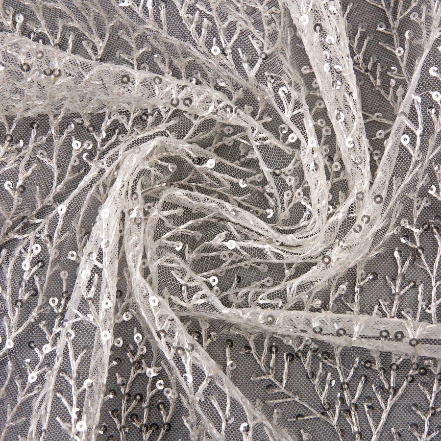 5 ярдов Новая ветка блесток сетка ткань с блестками для вышивки свадьбы шифон