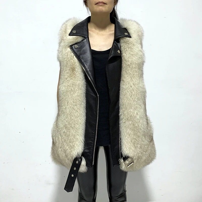 

Женский меховой жилет из натурального Лисьего меха, 70 см
