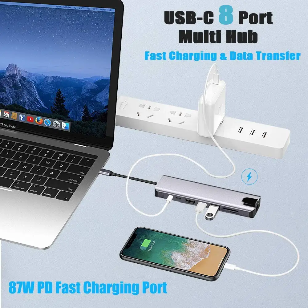 Концентратор USB Type-C HDMI RJ45 3 1 порт SD/TF кард-ридер питание для MacBook Pro | Электроника