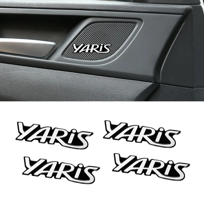 4 шт. алюминиевые 3D наклейки на колонки Toyota yaris 2004 2008 2018|Рукоятки ручного тормоза| |
