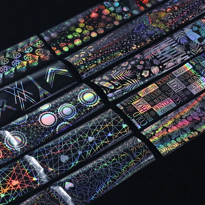 Переводные наклейки из фольги для дизайна ногтей голографические на ногти 4*20 см