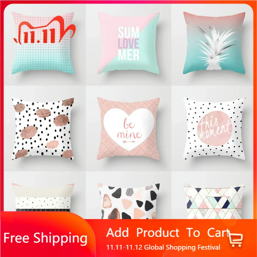 

Nordic Living Room Sofa and Bedside Backrest Office Sleeping Car Pillowcase Pink Decorative Pillows Pillow Cases Home Decor