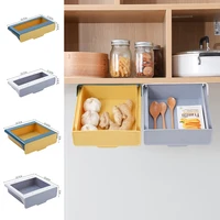 self adhesive storage drawer punch free under desk storage box hanging organizer kitchen condiment jar embedded tray rack