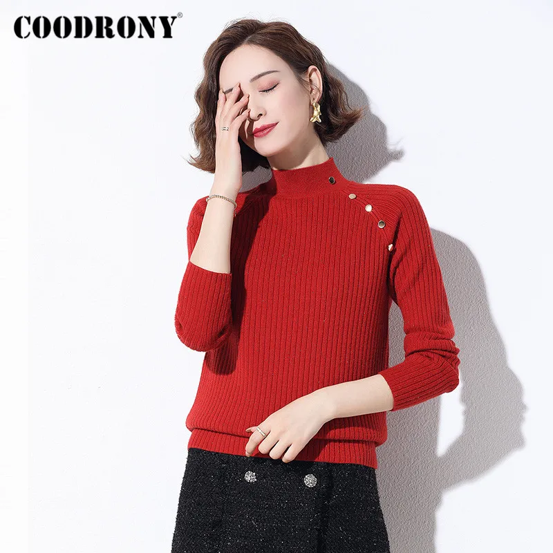 

COODRONY Brand 2020 Autumn Winter Office Elegant Slim Jumpers Female Basic Knitting Pullover Warm Women's Clothing W1109