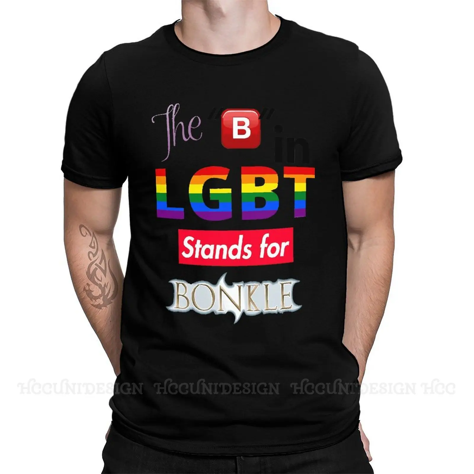 

High Quality Men LGBT Transgender TShirt The B in LGBT Stands for Bonkle Pure Cotton Shirt Tees Harajuku For Adult Camisetas