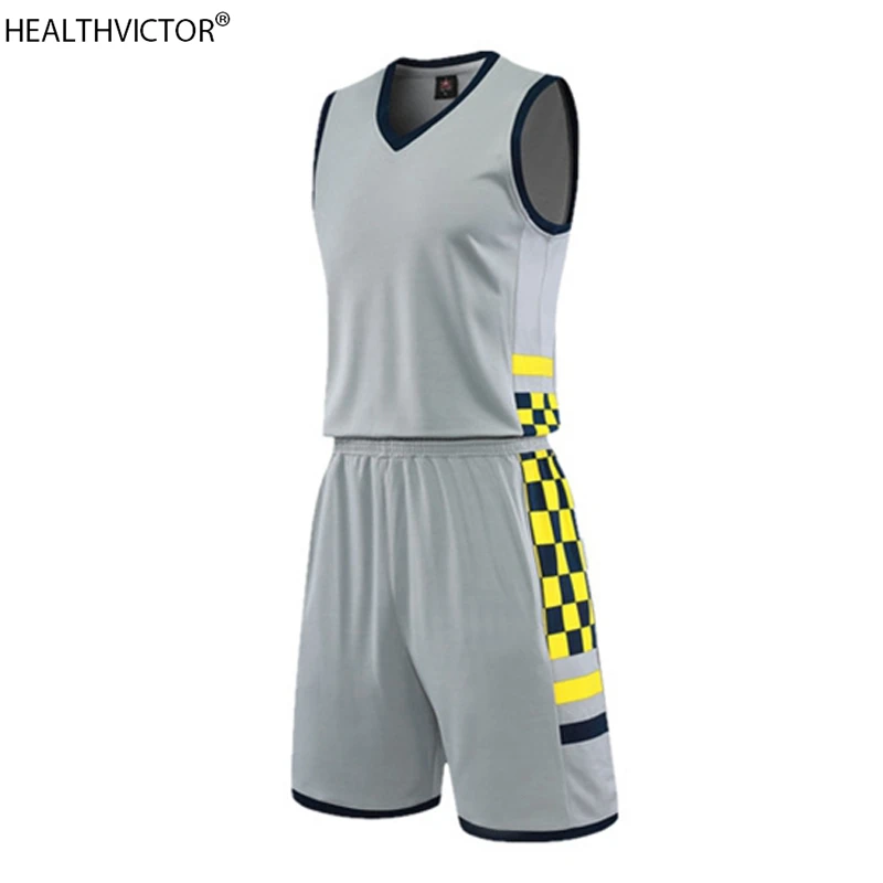 

Quality Breathable Quadrate Geometry Printed Sleeveless Sports Suit Vest Jerseys Shorts Unisex Men Women Basketball Set Uniform