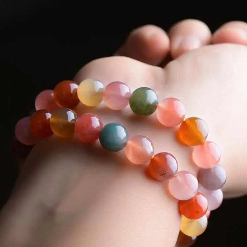

Drop Shipping Agate Bracelets Gifts For Women Girlfriend Jade Bracelet Candy Colors Round Beads Fine Crystal Jewelry