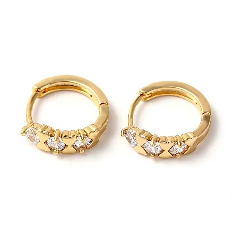 

Fashion Geometric Round Stud Earrings Gold Color Anti-Allergy Shiny Micro Paved Zircon Not Fade Earring Women Party Jewelry