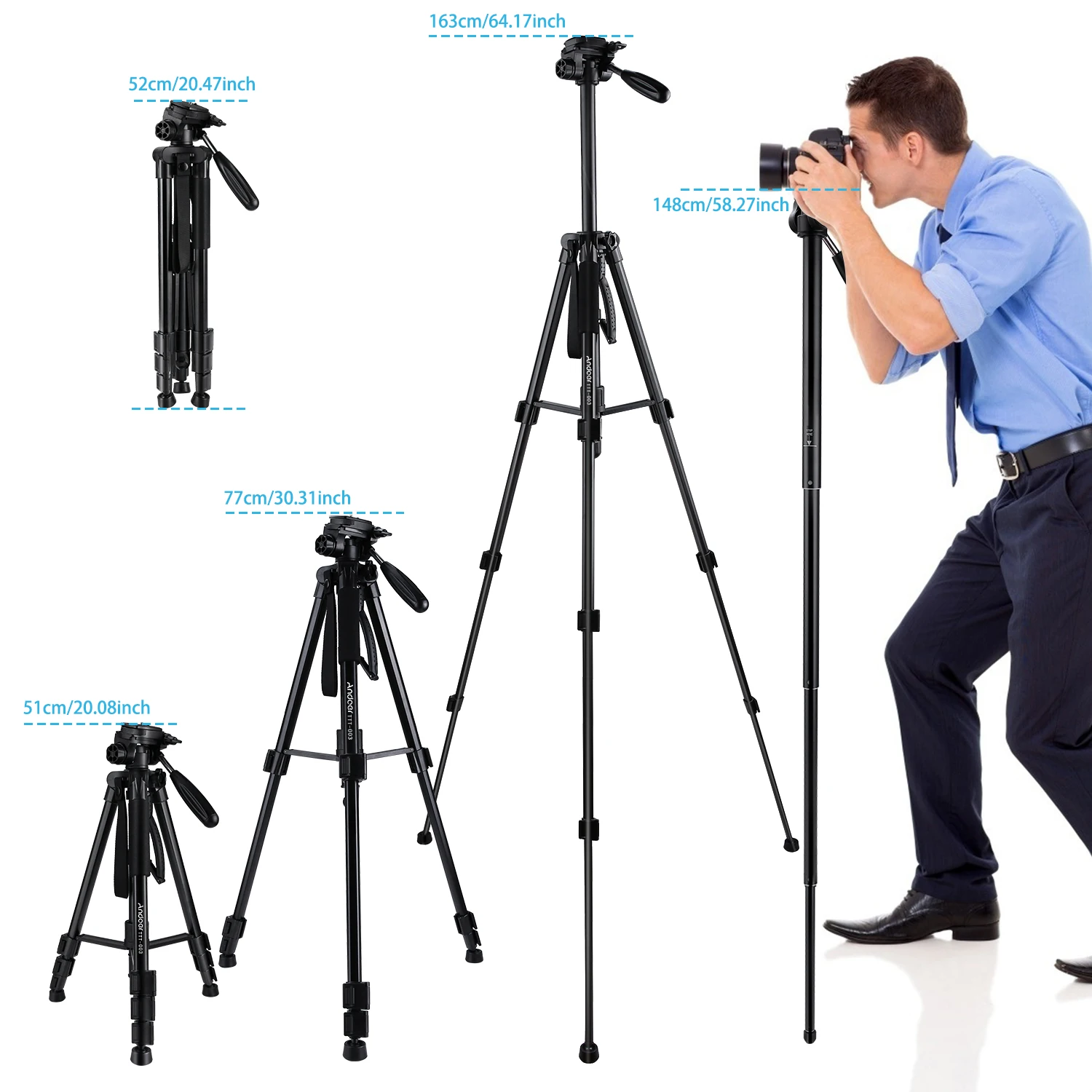 Штатив для фотоаппарата Andoer штатив-Монопод из алюминиевого сплава с 3-сторонней