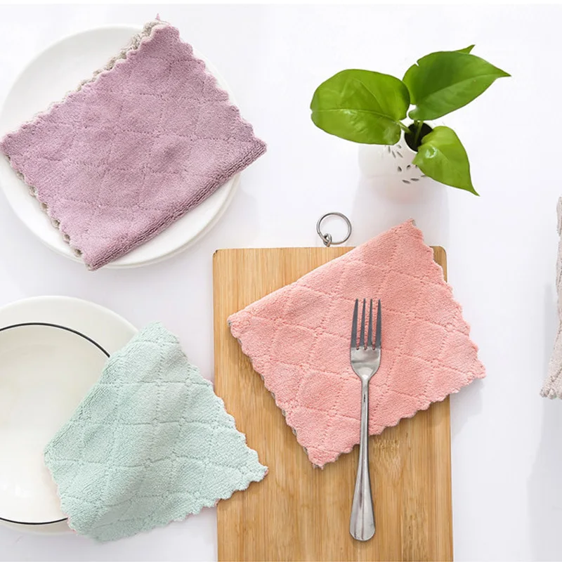 Кухонное впитывающее полотенце плотная двухслойная салфетка из микрофибры
