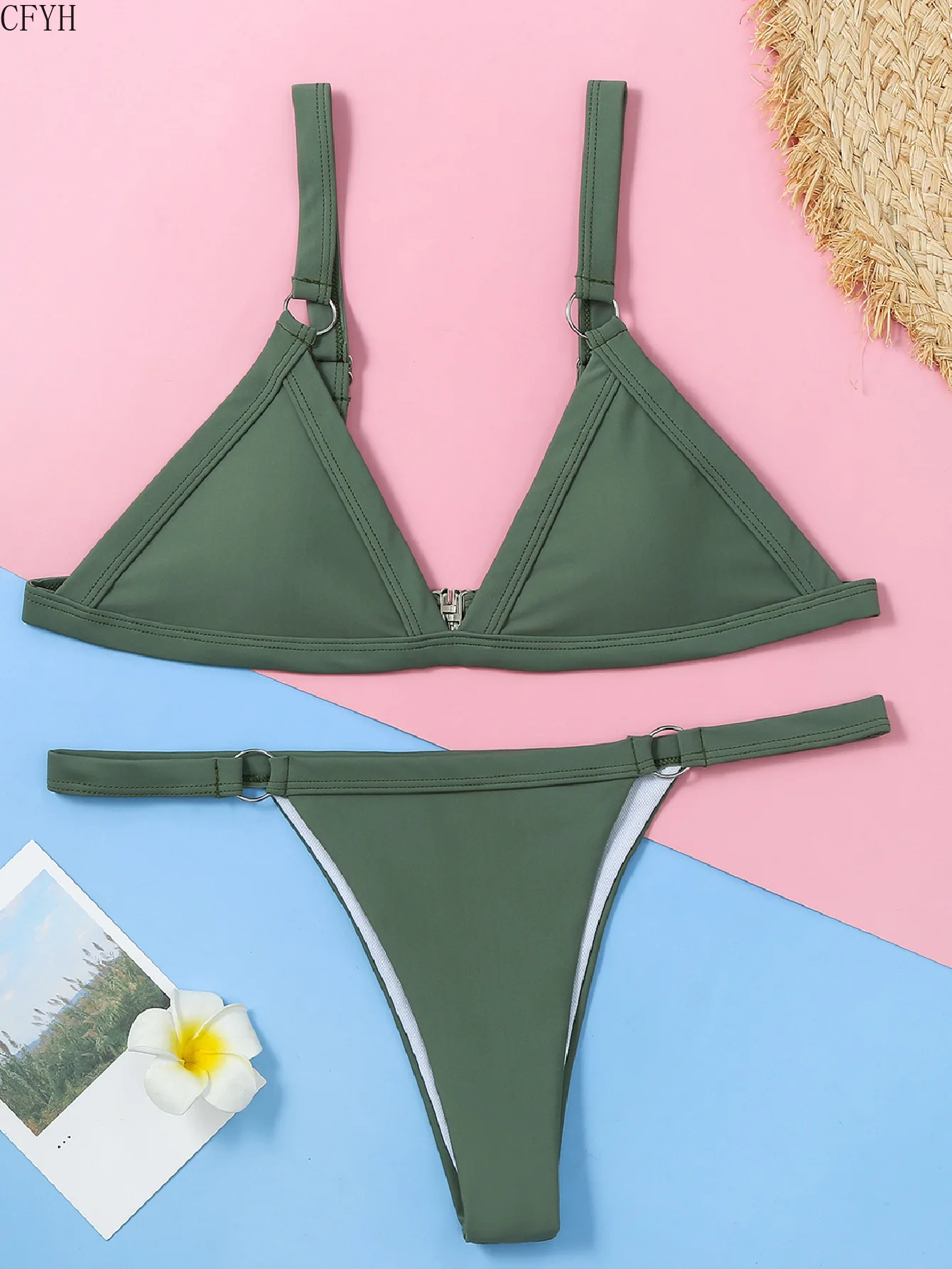 

Women Padded Bra G-string Thong Bikini Set Swimwear Two Pieces Women Bikinis Biquini Sexy Strap Swimsuit Beach Wear