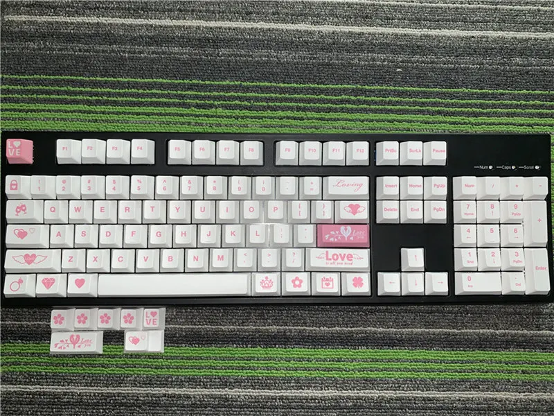 Pink keycap Любовь клавишные колпачки из ПБТ полный Наборы/краситель подкровать keycap/механическая клавиатура Pbt вишня профиль - Цвет: Pink keycap